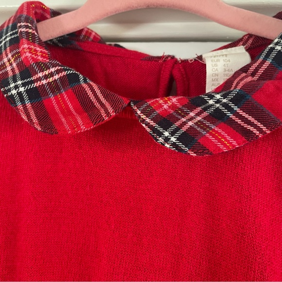 H&M Christmas red tartan plaid toddler girl's dress bundle size 3-4 - Picture 9 of 13